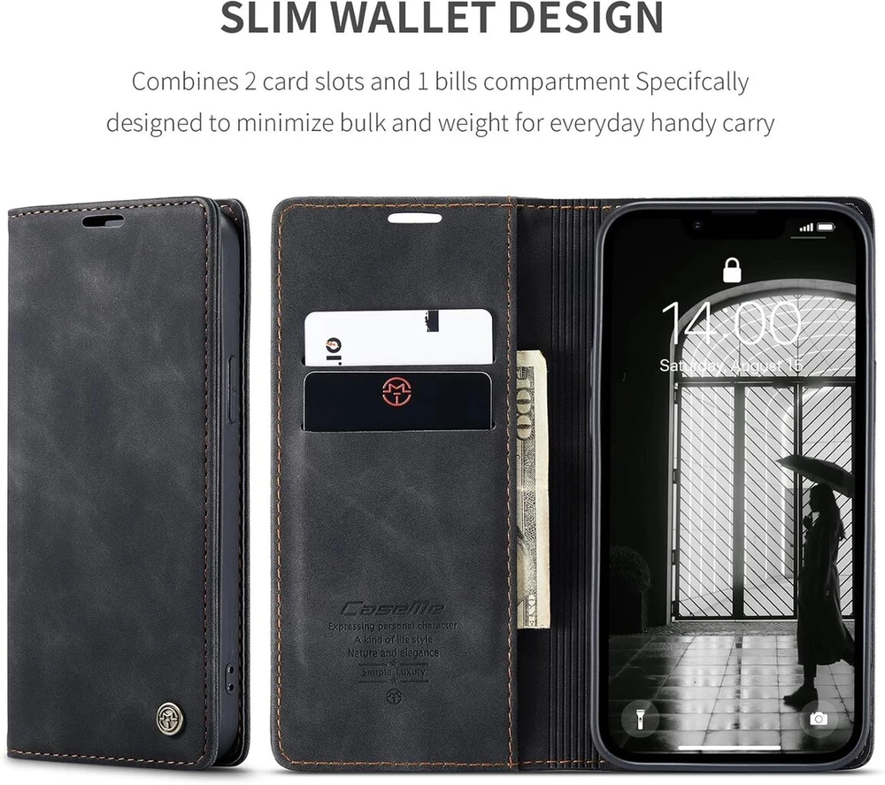 Owlhold dėklas iphone 16e, atverčiamas dėklas iphone 16e, aukščiausios kokybės pu odinis mobiliojo telefono dėklas, minkštas vintage stiliaus sulankstomas apsauginis dėklas su kortelių skyriumi ir stovo funkcija, skirtas iphone 16e - juodas