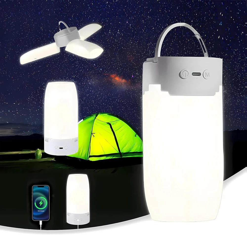 Owwasd Led kempingo lempa, kempingo žibintas, Usb įkraunamas su 5000 Mah, 96 Led, pritemdoma kempingo lemputė, palapinės lempa elektros energijos tiekimo nutraukimams, žygiams, avarinei situacijai, lauke ir t. t. (style 1)