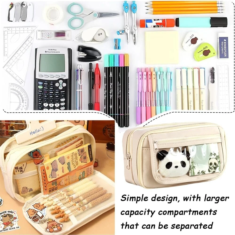 Ozxvxzo Kawaii 2-in-1 minkštas silikoninis penalas, mielas penalas-stovas su ištraukiamu rašiklio laikikliu mokyklai, biurui, mergaitėms, paaugliams (rudasis lokys), E, paprastumas