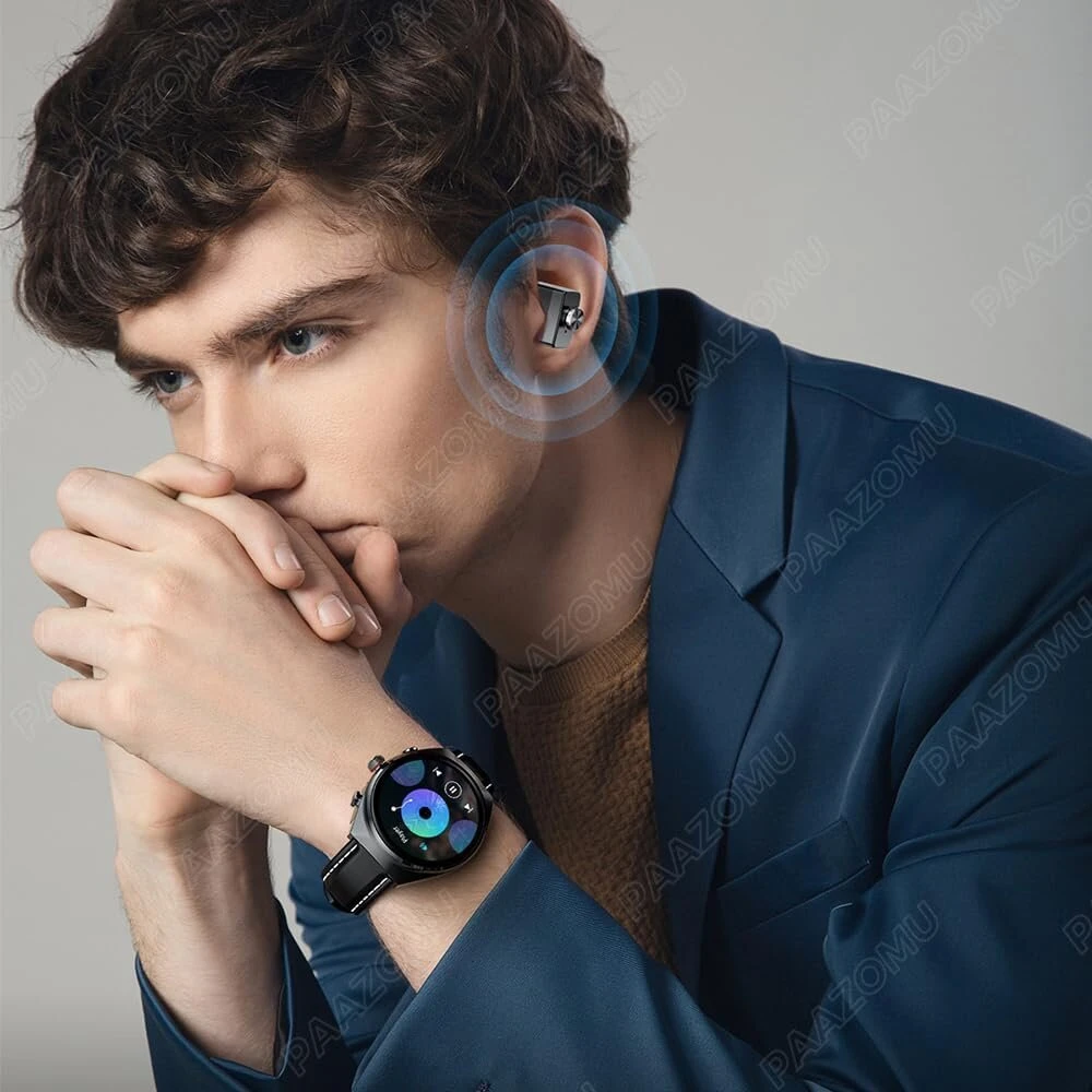 Paazomu išmanusis laikrodis su belaidėmis ausinėmis, bluetooth skambučių laikrodžiai vyrams, 3,9 cm, plieninė medžiaga, itin plonas korpusas, 9d garso efektai, kūno rengybos sekiklis, sportinis laikrodis, suderinamas su iphone