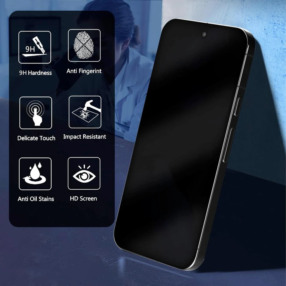 Pacebid privatumo ekrano apsauga, suderinama su Google Pixel 9/google Pixel 9 Pro, [2 vnt.] [pilnas padengimas] [atsparus įbrėžimams] [9h kietumas] grūdinto stiklo ekrano apsauga nuo šnipinėjimo