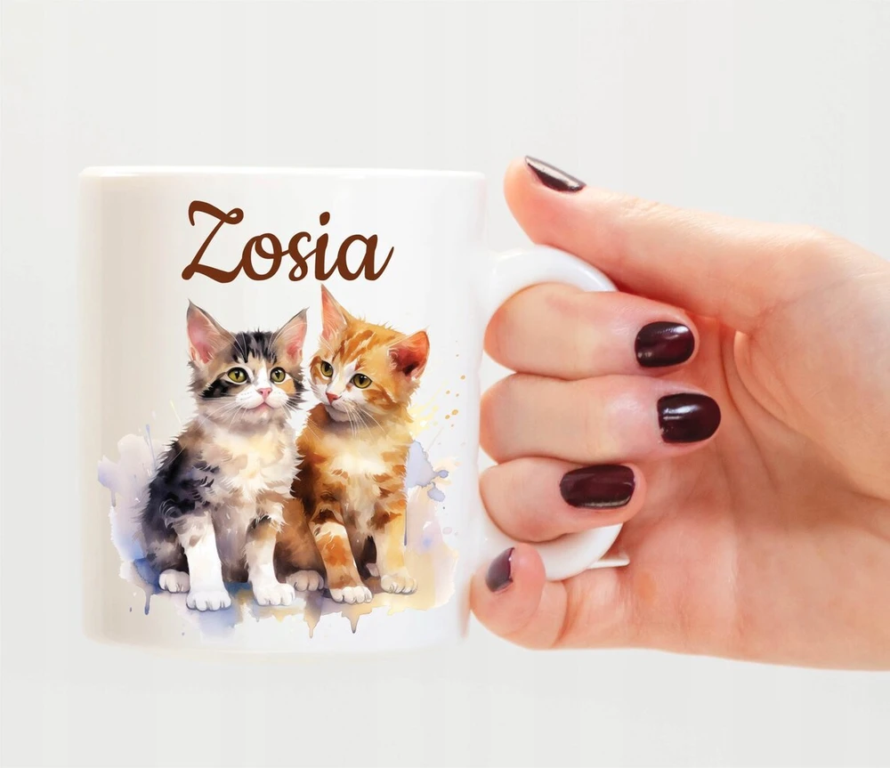 Pagalvėlė + puodelis su katėmis, kačių grafika + bet koks vardas