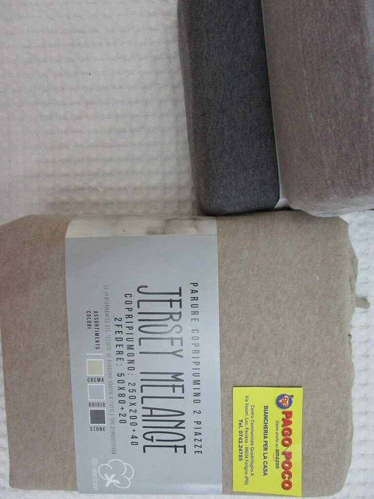 Patalynės komplektas Pago Poco antklodės užvalkalas + pagalvių užvalkalai 100% medvilnės jersey melanžo spalvos: pilka + smėlio + tamsiai pilka viengulė lova - dvigulė lova (smėlio spalvos, viengulė lova)