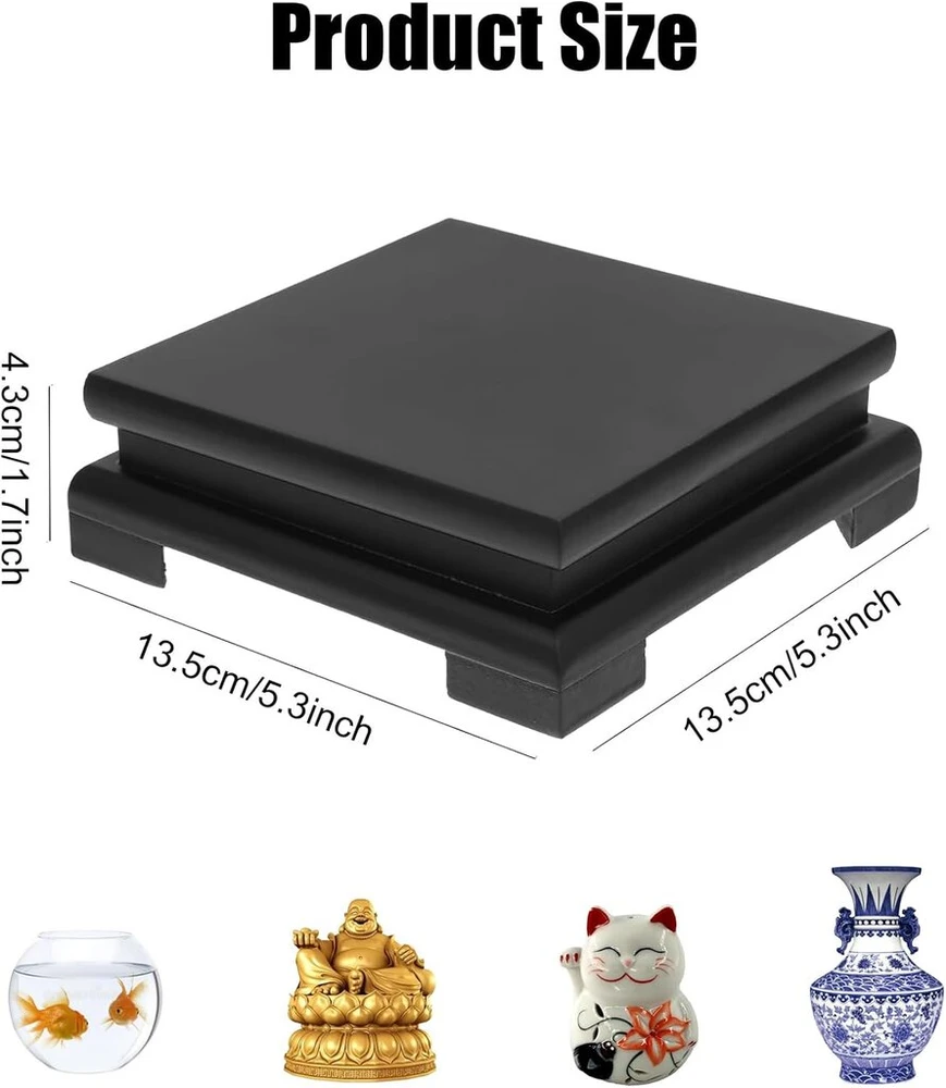 Pagrindas skulptūroms, kvadratinis medinis bonsų pagrindas, medinis stovas augalams, gėlių vazono paaukštinimas, juodas medinis pagrindas, skirtas skulptūroms, augalų vazonui, brangakmeniui, akvariumui, arbatinukui