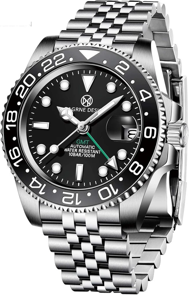 Pagrne Design vandeniui atsparus mechaninis automatinis laikrodis, stilingas rėmelis, nerūdijančio plieno apyrankė, vyriški laikrodžiai 40 mm