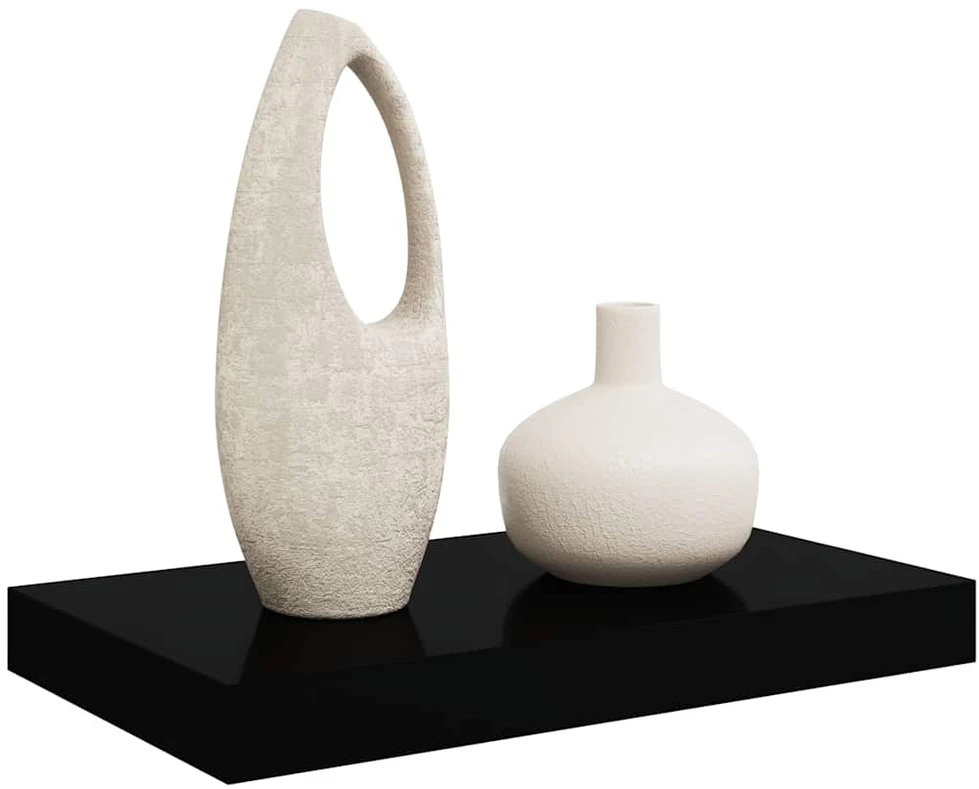 Pakabinama sieninė lentyna, juoda, 40x23,5x3,8cm, MDF, blizgi
