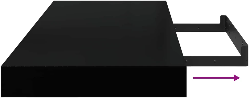 Pakabinamos lentynos, 2vnt., juodos, 60x23,5x3,8cm, MDF