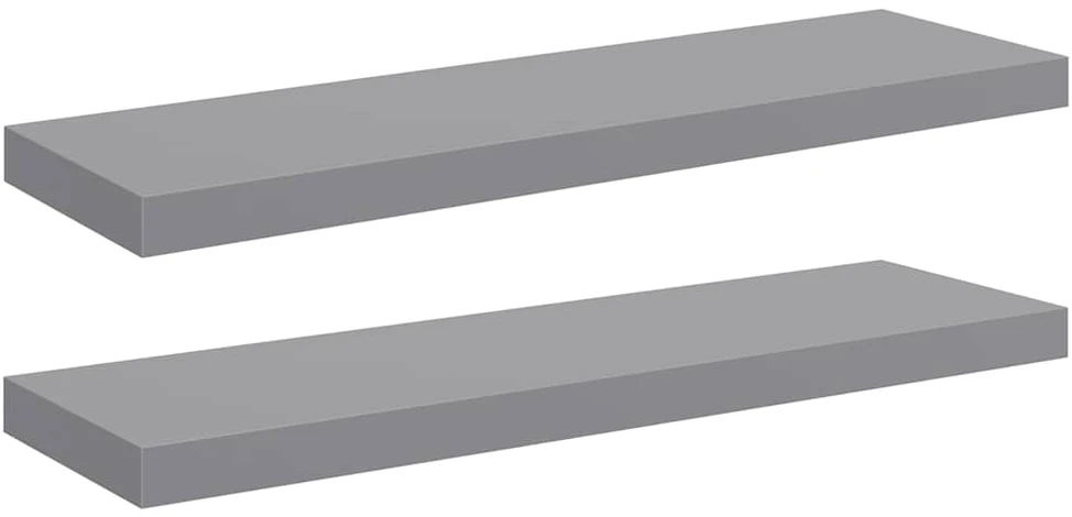 Pakabinamos lentynos, 2vnt., pilkos, 80x23,5x3,8cm, MDF
