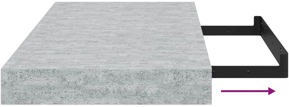 Pakabinamos sieninės lentynos, 4vnt., pilkos, 50x23,5x3,8cm, MDF