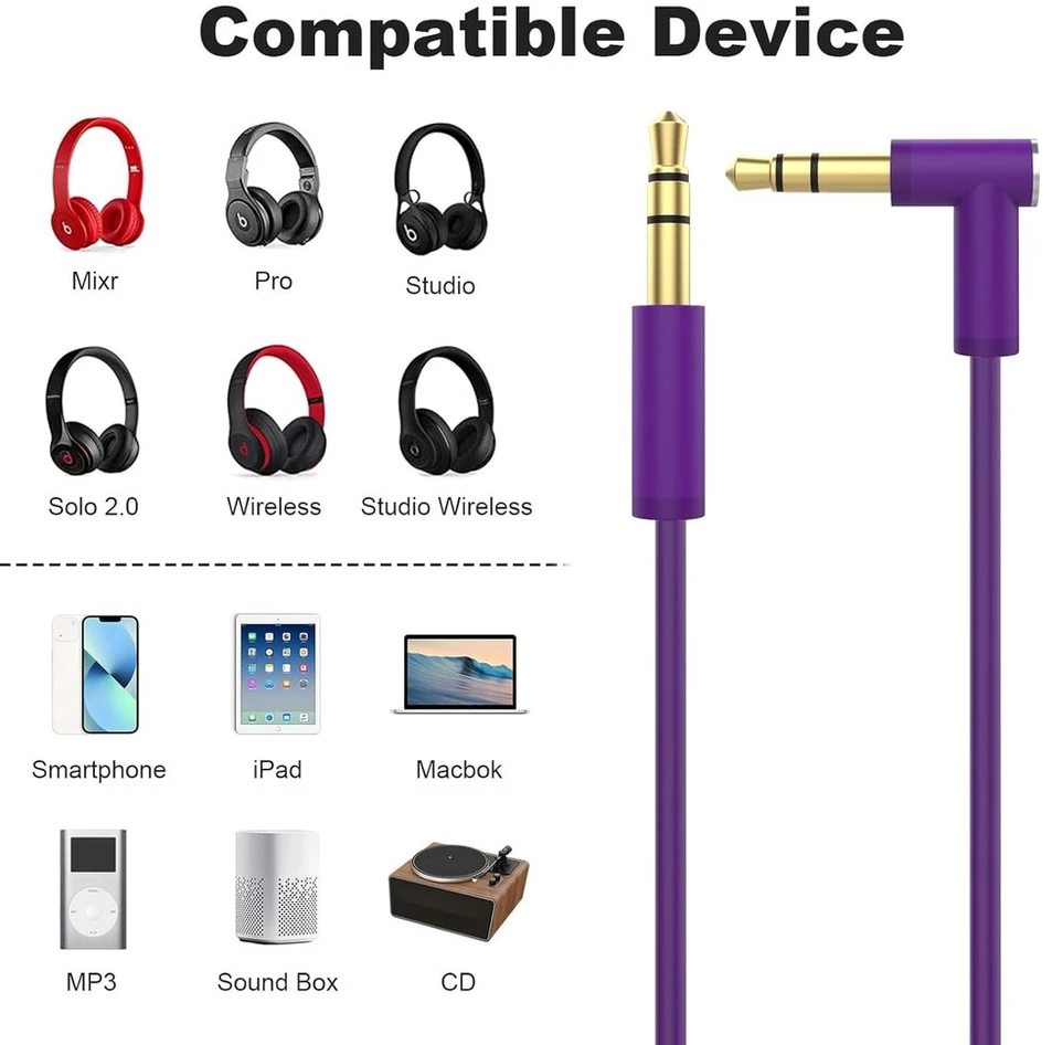Pakaitinis aux kabelis, stereo audio kabelis, 3,5 mm jack kabelis su įmontuotu mikrofonu ir valdymu, suderinamas su beats solo4/solo 3/solo 2/studio 2 3/pro/detox/executive/mixr/wireless ausinėmis