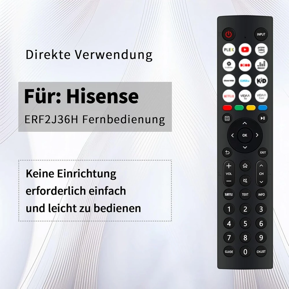 Pakeitimas Hisense nuotolinio valdymo pultui, universalus nuotolinio valdymo pultas su 9 sparčiaisiais mygtukais, suderinamas su Hisense vidaa 4k hdtv fhd qled lcd led smart televizoriais - nereikia programavimo