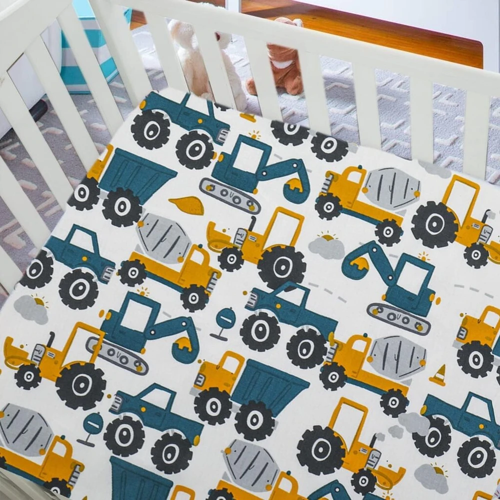 Paklodė su guma lovytei Dinosaur 140 x 70 cm, 100% minkštas medvilnės trikotažas, kūdikio čiužinio apsauga su guma, tinkanti iki 15 cm aukščio čiužiniams