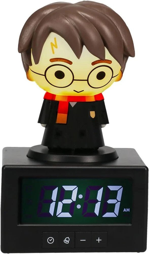 Paladone Harry Potter skaitmeninis žadintuvas - oficialiai licencijuotas, nuotaikos apšvietimas su Harry, naktinė lemputė su žadintuvu, kambario dekoracija Potter gerbėjams, juodas