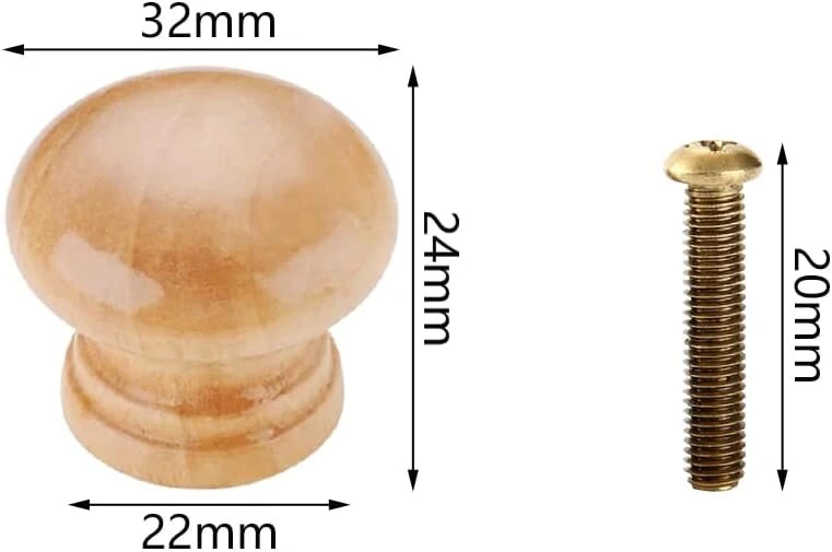 Pamtns rankenėlė spintelėms, 10 vnt. apvalių medinių rankenėlių rinkinys, stalčių rankenėlės, baldų rankenėlės, natūralios baldų rankenėlės, medinės rankenėlės, spintelių rankenėlės su varžtais namų dekorui, virtuvei, restoranui