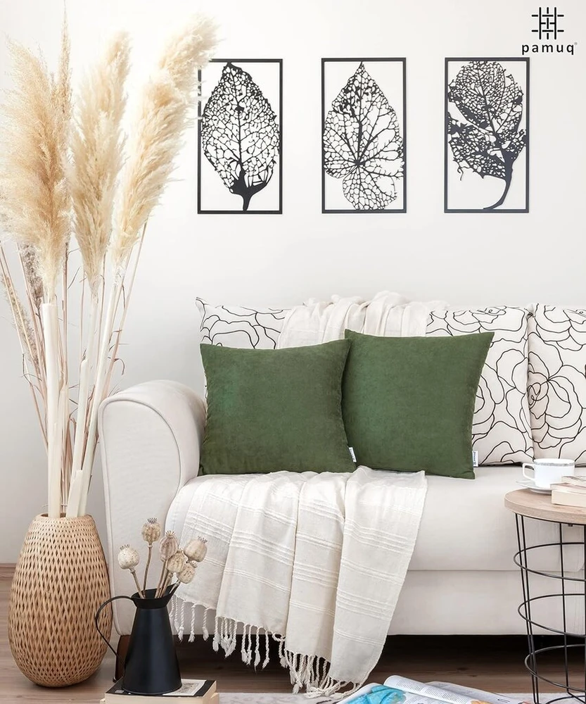 Pamuq velvetinis pagalvėlės užvalkalas 40 x 40, alyvuogių žalias, 2 vnt. rinkinys, 2 pagalvėlių užvalkalai su užtrauktuku dekoratyvinėms pagalvėlėms, dekoratyvinės pagalvės, sofos pagalvėlės, kušetės pagalvėlės, dekoratyvinis pagalvėlės užvalkalas miegama