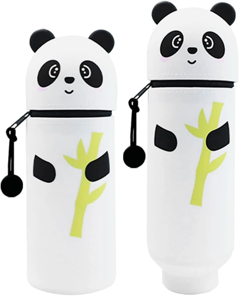 Panda silikoninis penalas animacinis penalas minkštas silikoninis 2-in-1 minkštas silikoninis krepšys Panda silikoninis penalas berniukams moksleiviams gražus stovintis penalas mergaitėms paauglėms, mėlynas, animacinis