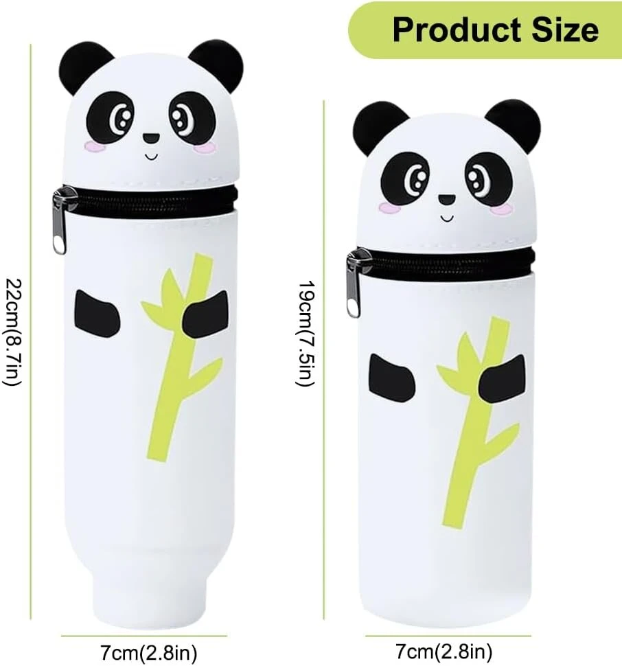 Panda silikoninis penalas animacinis penalas minkštas silikoninis 2-in-1 minkštas silikoninis krepšys Panda silikoninis penalas berniukams moksleiviams gražus stovintis penalas mergaitėms paauglėms, mėlynas, animacinis