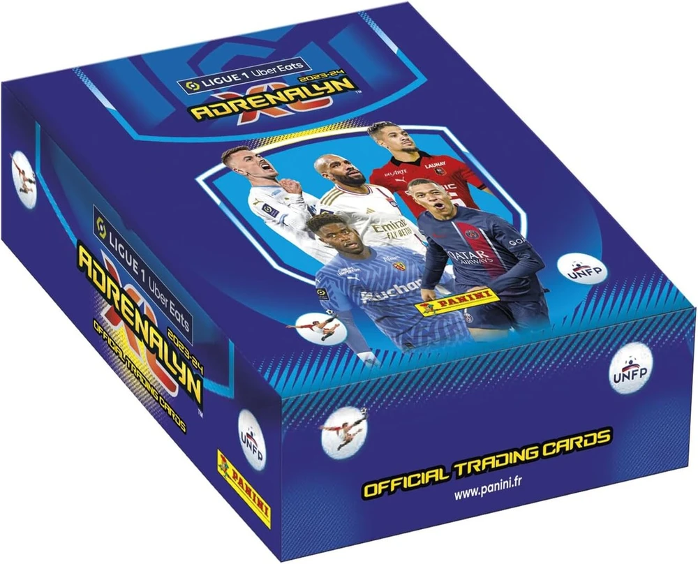 Panini Ligue 1 Uber Eats 2023-2024 Adrenalyn prekybos kortelių žaidimo dėžutė su 18 pakuočių (po 8 korteles), 004633box18f