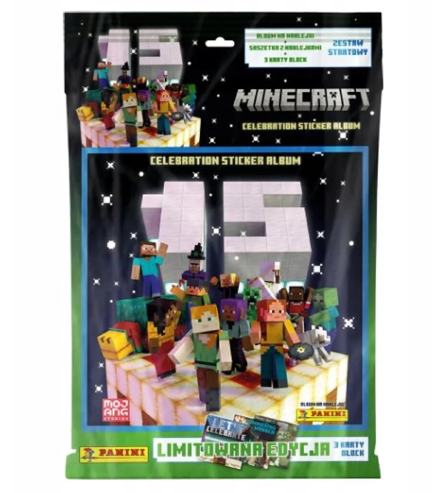 Panini minecraft celebration lipdukų albumo rinkinys 5 lipdukai 3 limited