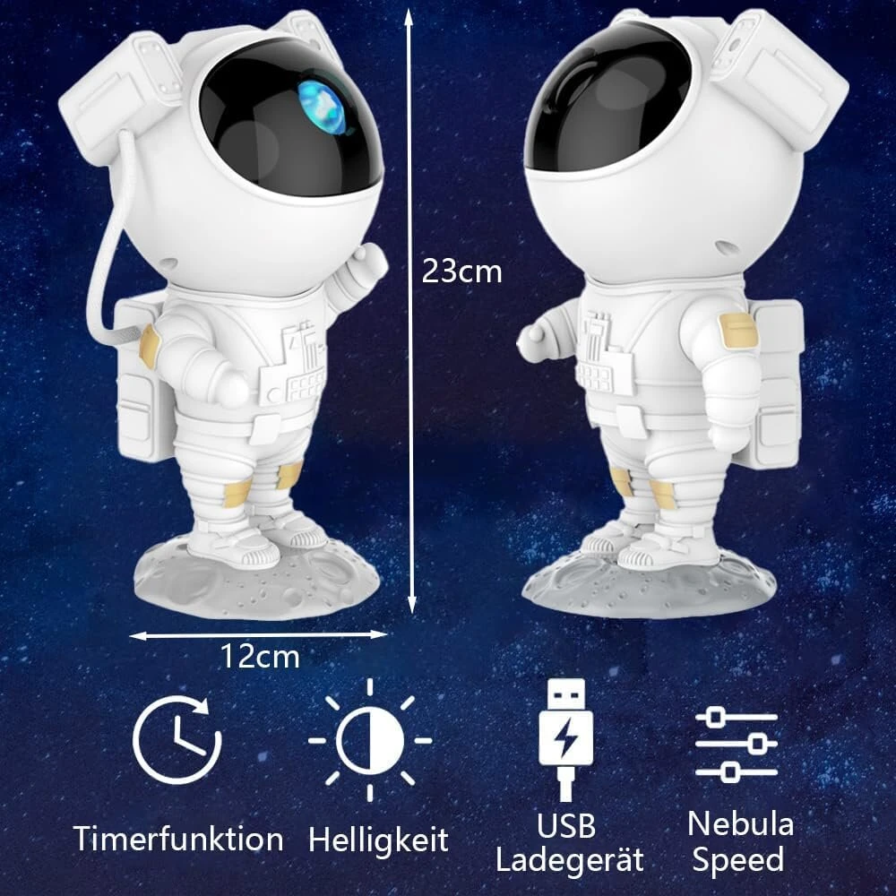 Panngu žvaigždėto dangaus astronautų projektorius, galaktikos šviesos kosmoso projektoriaus lempa, miegamojo lubų projekcijos led dovana vaikams ir suaugusiems [energetinė klasė F] [energetinė klasė F]