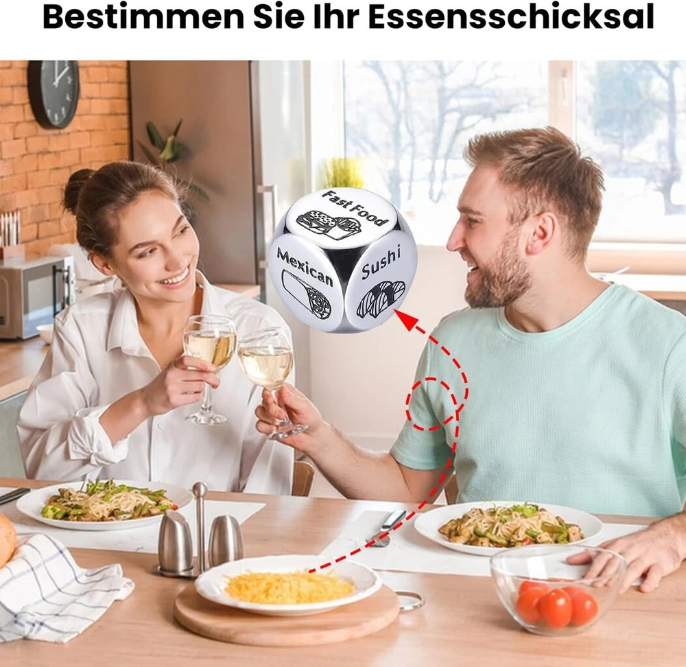 Pasimatymo vakaro kauliukai dovanos valentino dienos metinėms maisto sprendimų kubas nerūdijančio plieno juokingas maisto kubas poros maisto kubas sprendimų priėmėjas vyrui žmonai vaikinui merginai