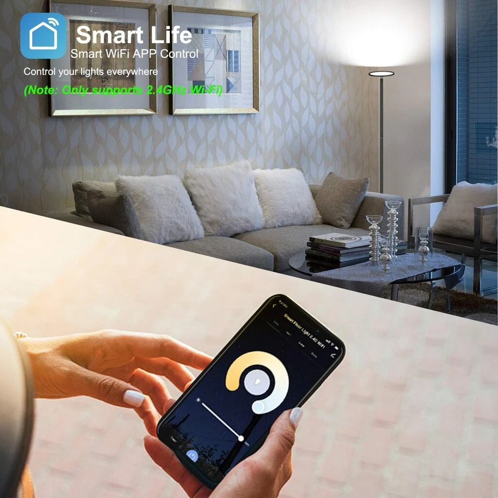 Pastatomas šviestuvas Smart 25 W Super Bright Led lubų prožektorius, Rgbcw, 2700 K-6500 K, valdymas lietimu ir programėle, suderinamas su Alexa ir Google Home, pastatomas šviestuvas svetainei, miegamajam, biurui