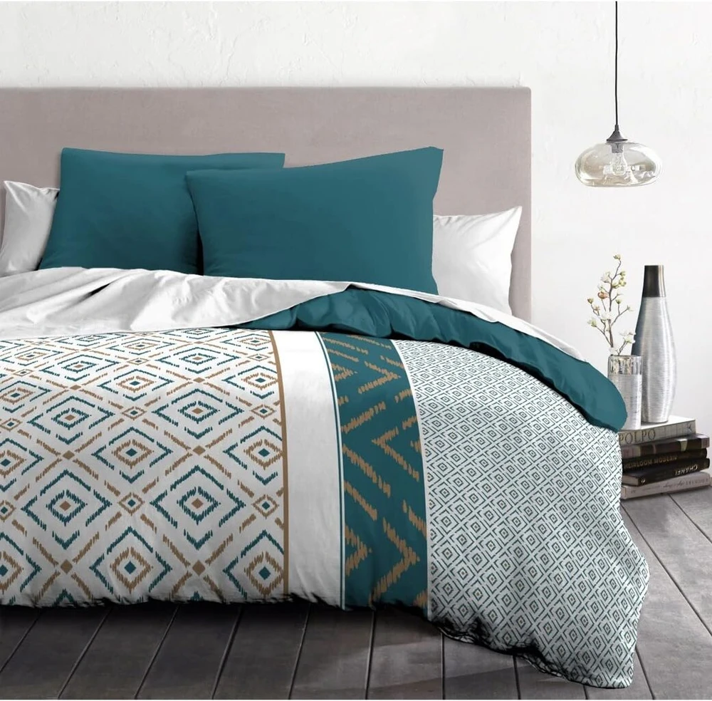 Patalynės komplektas Home Linge Passion Ethnic Antklodės užvalkalų komplektas 140 x 200 cm Duck Mėlyna