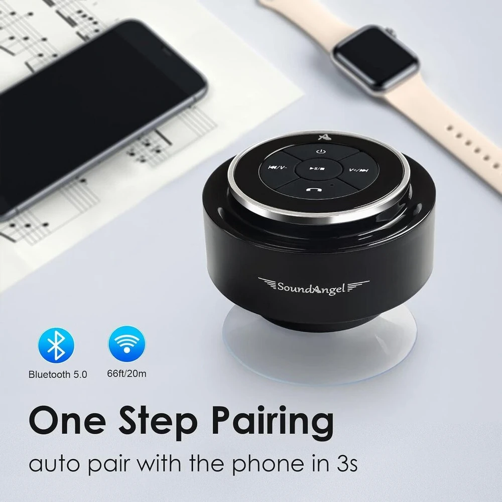 Kompiuterio kolonėlės Patobulintas dušo garsiakalbis bluetooth, sertifikuotas ipx7 atsparus vandeniui garsiakalbis su siurbtuku ir kabliuku, įmontuotas mikrofonas, krištolo skaidrumo garsas ir sodrūs žemi dažniai, 12 val. grojimo laikas, sidabrinis