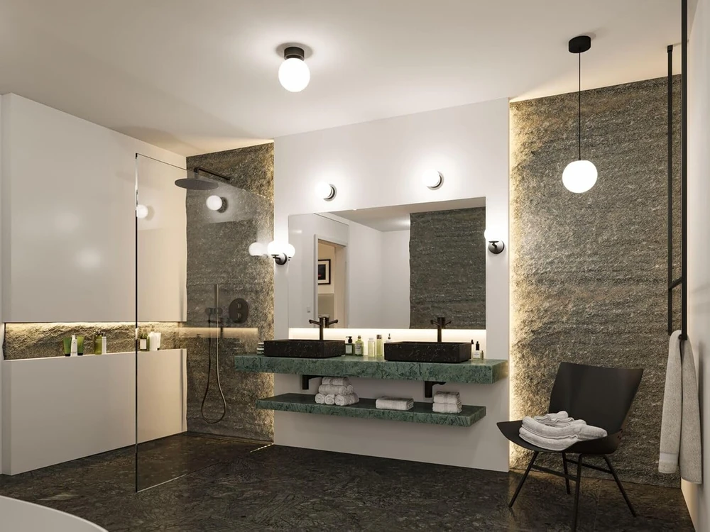 Paulmann 71073 led pakabinamas šviestuvas selection bathroom gove ip44 9w matinės juodos spalvos satininis vonios kambario šviestuvas