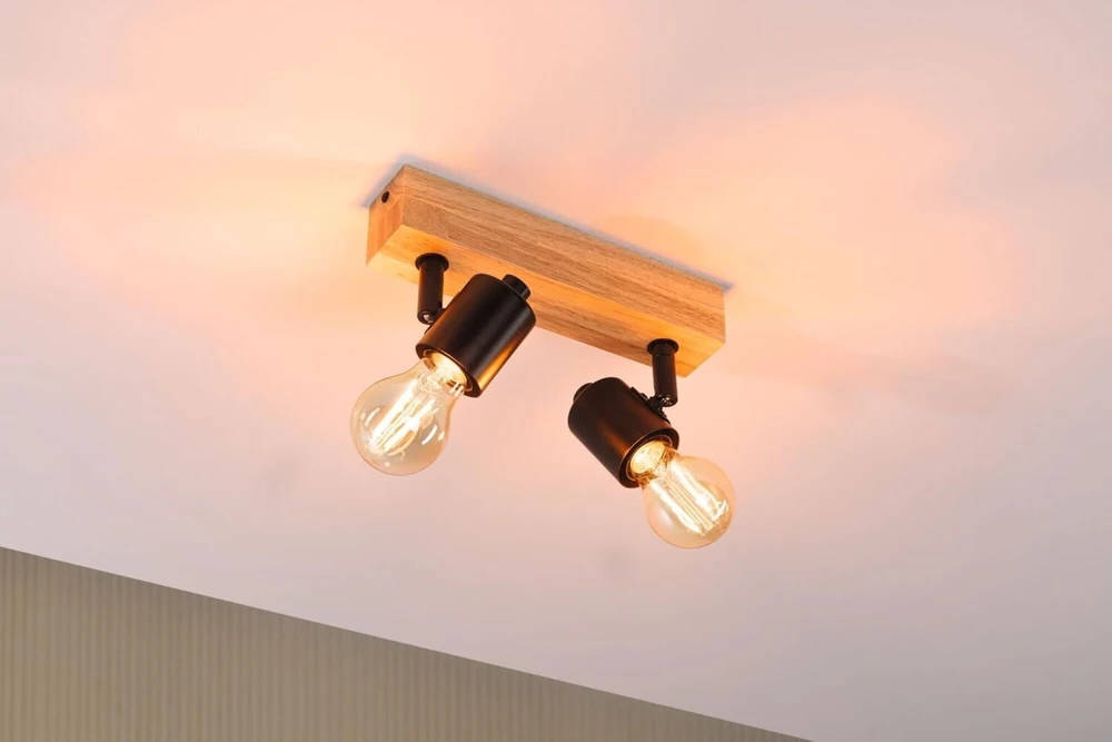 Paulmann Arvid 66771 prožektorius 2 lemputės maks. 2 x 20 W lubinis šviestuvas juodas medis metalas E27