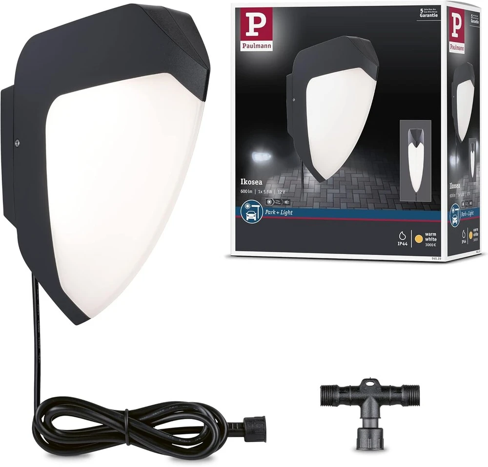 Paulmann Ikosea 94519 Park + Light Led lauko sieninis šviestuvas Ip44 su 2 x 2.8 W šiltai baltais antacito spalvos lauko plastikiniais apšvietimo sistemos šviestuvais 3000 K
