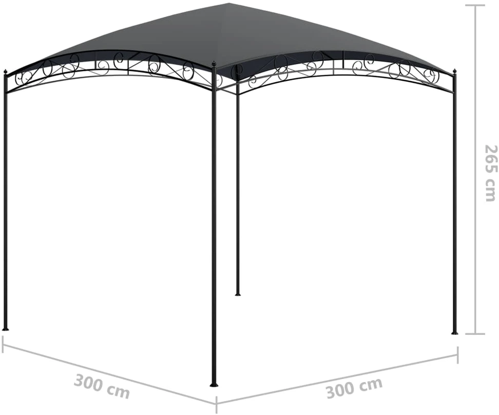 Pavėsinė, antracito spalvos, 3x3x2,65m, 180 g/m²