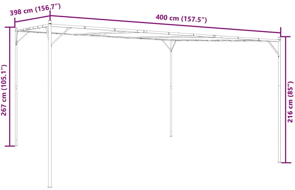 Pavėsinė, smėlio spalvos, 4x4m, audinys ir plienas, 180g/m²