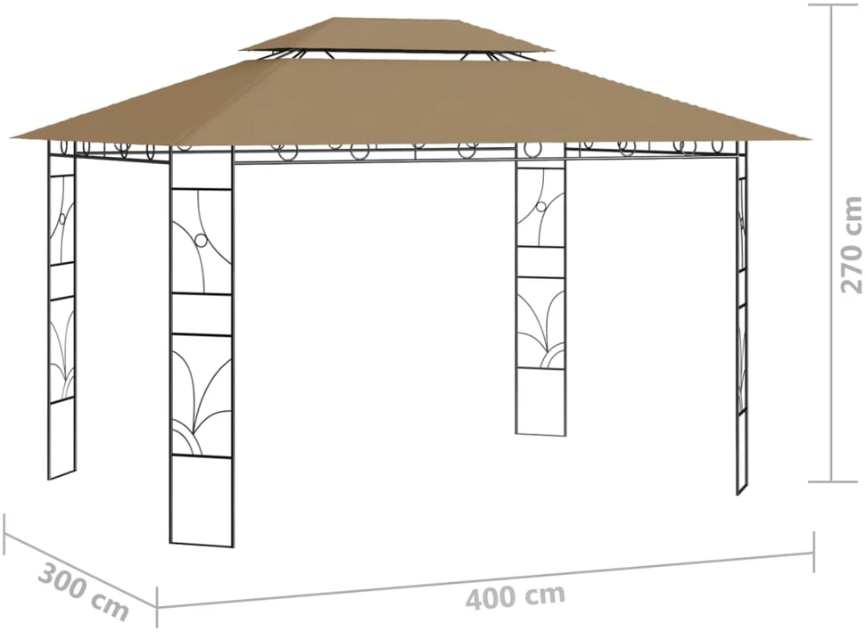 Pavėsinė, taupe spalvos, 4x3x2,7m, 160g/m²