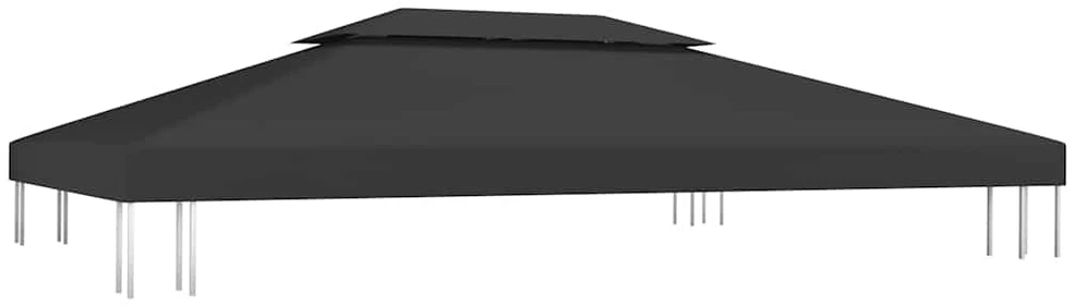 Pavėsinės uždangalas, 2 pakopų, juodas, 4x3m, 310 g/m²
