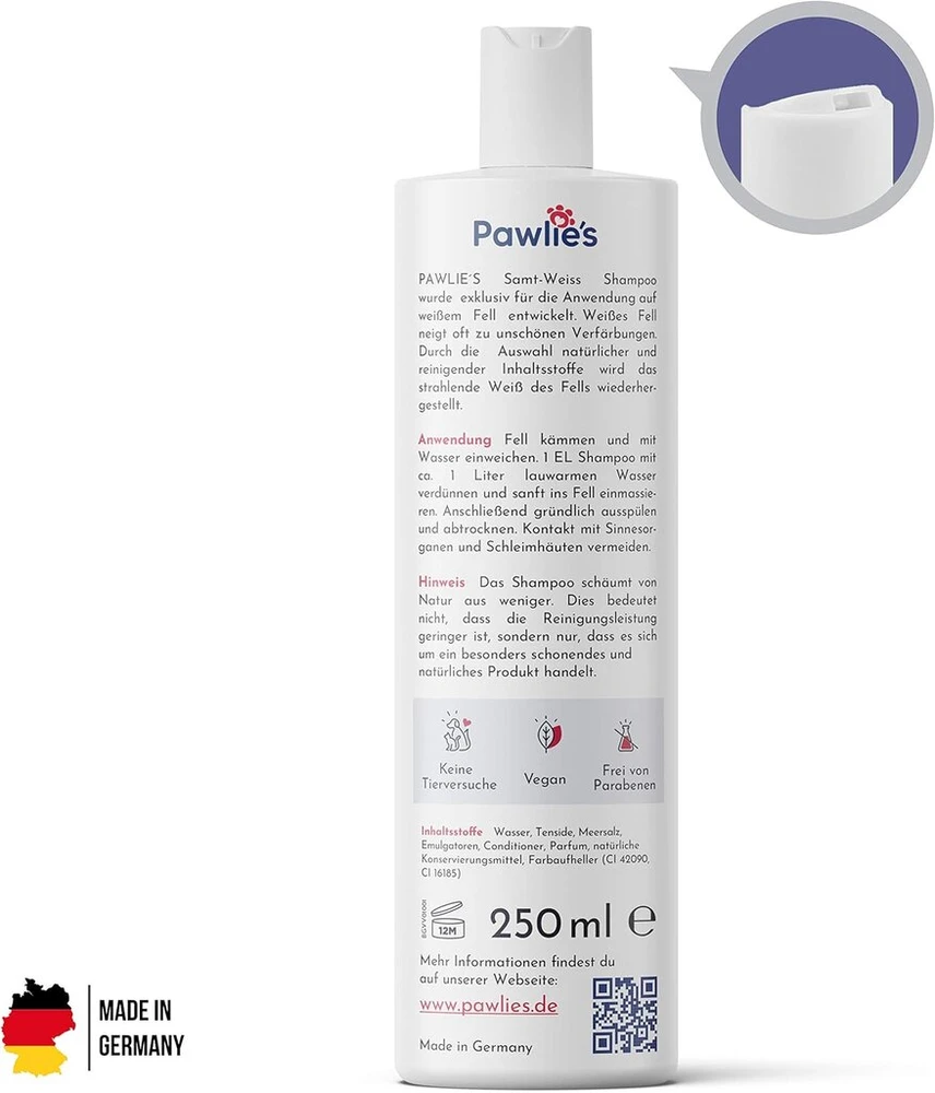 Pawlie's šampūnas šunims baltam kailiui - šviesinantis, skirtas priežiūrai | nuo ašarų dėmių, pageltimo ir purvo | šampūnas šunims maltos šunų reikmenys, pudelių šampūnas, shih tzu, havanos šampūnas, pomeranijos