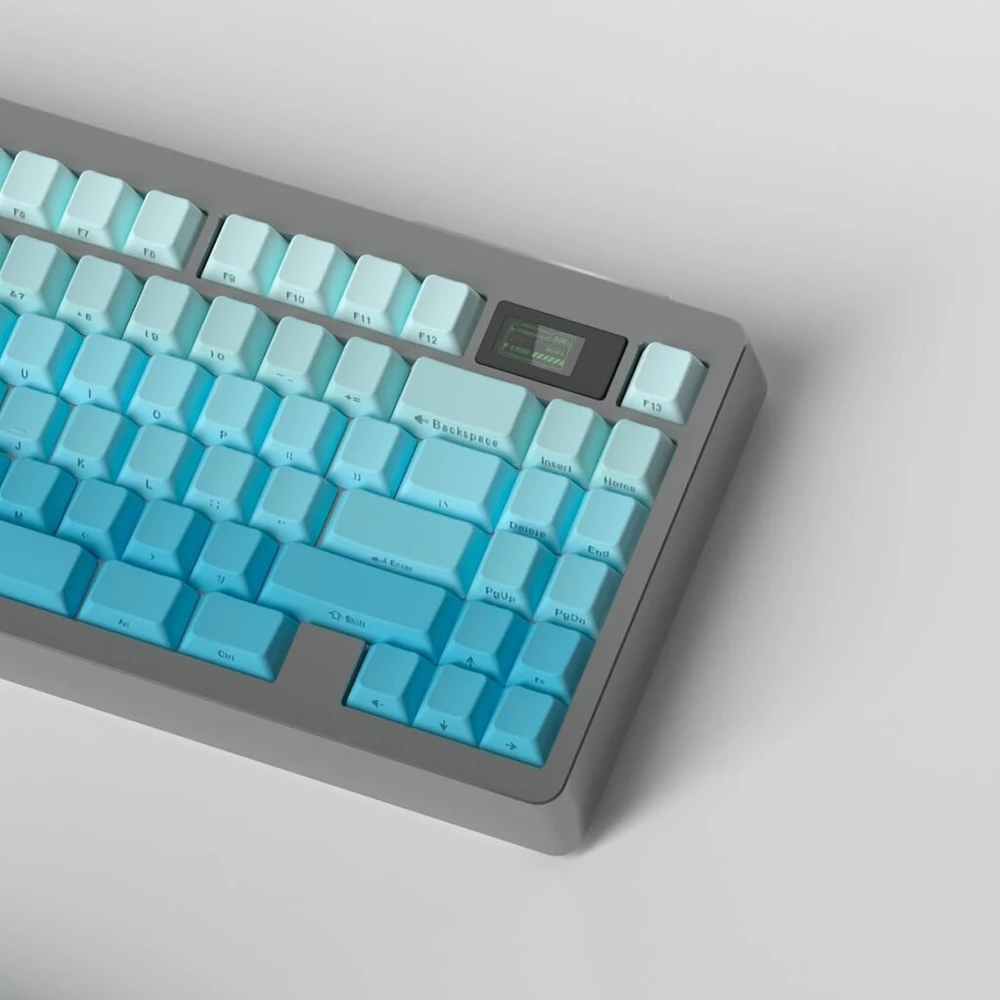 Pbt gradient keycaps 125 klavišų cherry profile heat sublimation keycap, skirti mx cherry mechaninei klaviatūrai (violetinė gradient)