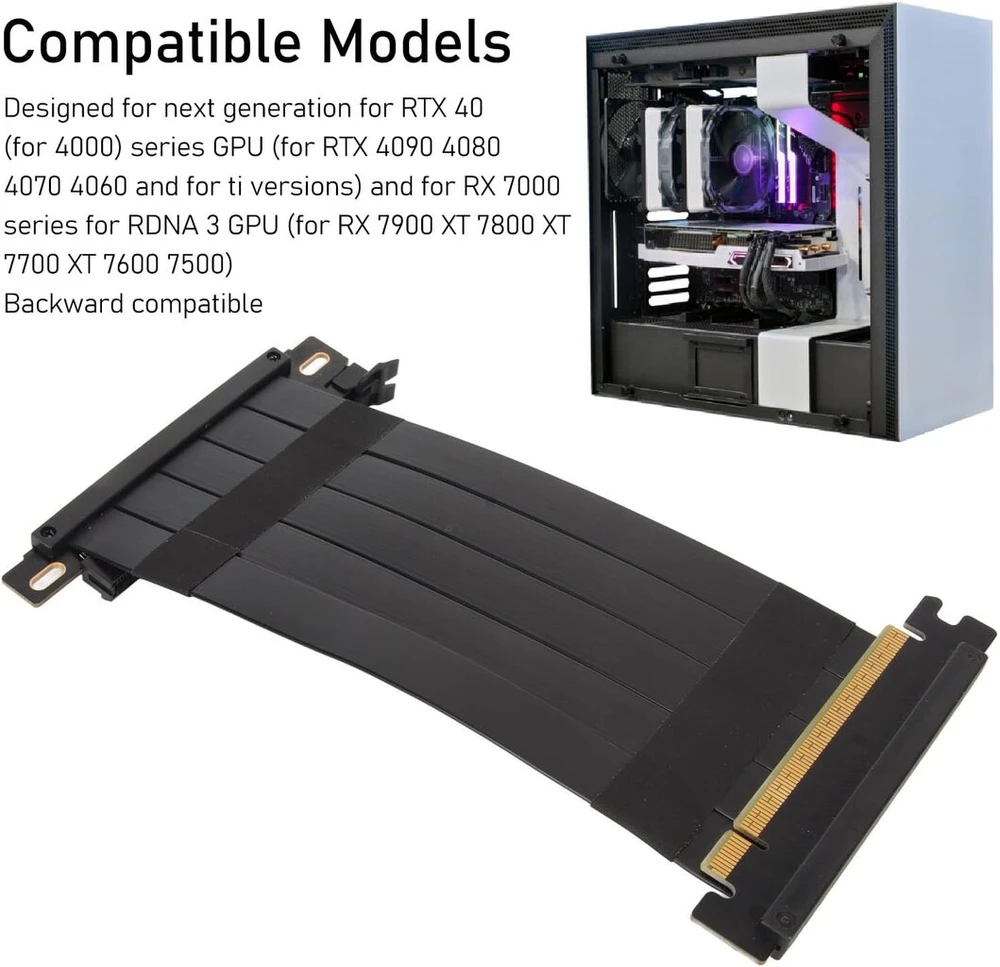 Pcie 4.0 X16 Gpu stovas kabelis Rtx 4090 4080 4060 serijoms, Rx 7000 serijoms, lankstus didelės spartos ilgiklis Pci Express grafikos kortelei, Pcie 4.0 ilgiklis (30 cm)