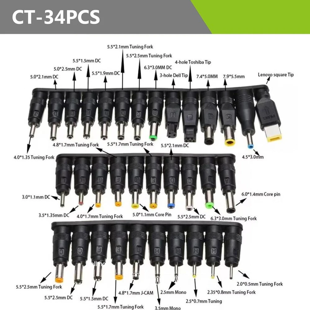 Pd į Dc adapterio kabelis, 5v/9v/12v/15v/20v, maršrutizatoriaus kabelis Usb boost keitiklis Dc skaitmeninis ekranas, 34 Dc keitiklio galvutės, Typec Male į Dc5521 Male maitinimo kabelis su Dc keitiklio galvutėmis