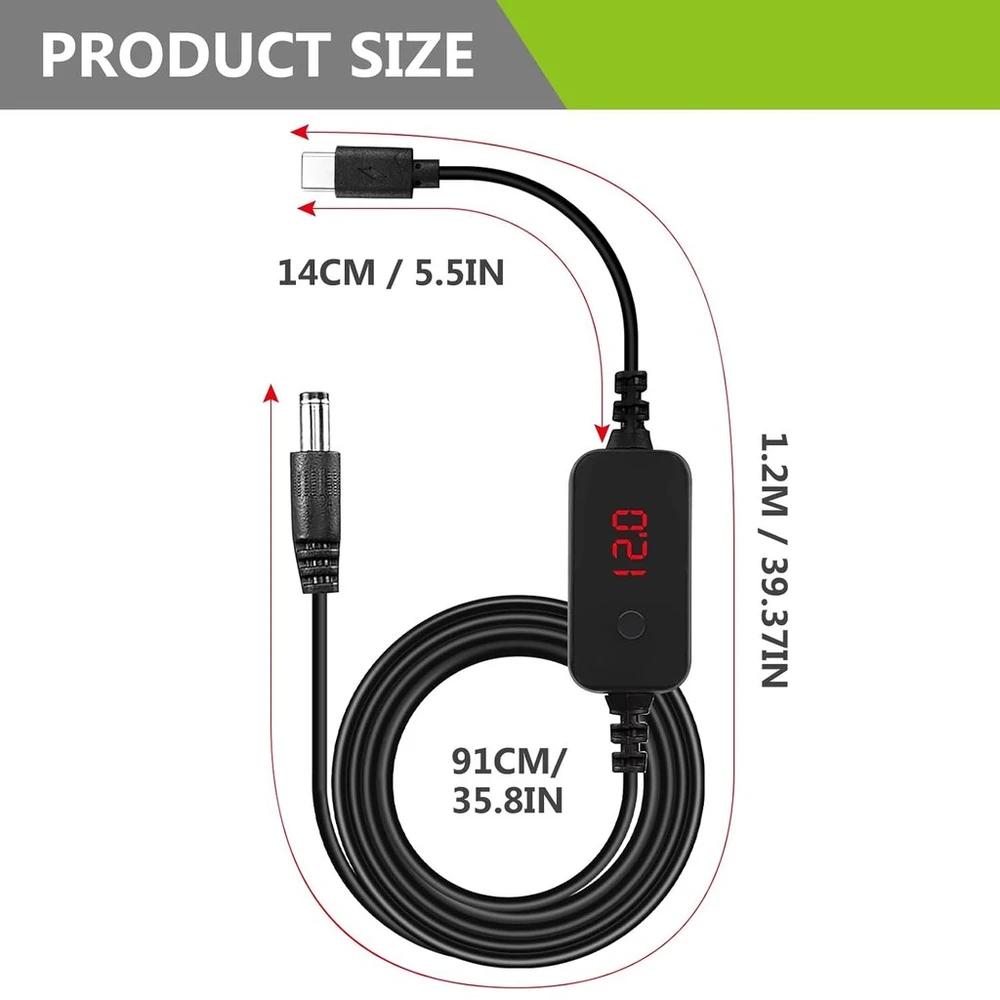 Pd į Dc adapterio kabelis, 5v/9v/12v/15v/20v, maršrutizatoriaus kabelis Usb boost keitiklis Dc skaitmeninis ekranas, 34 Dc keitiklio galvutės, Typec Male į Dc5521 Male maitinimo kabelis su Dc keitiklio galvutėmis