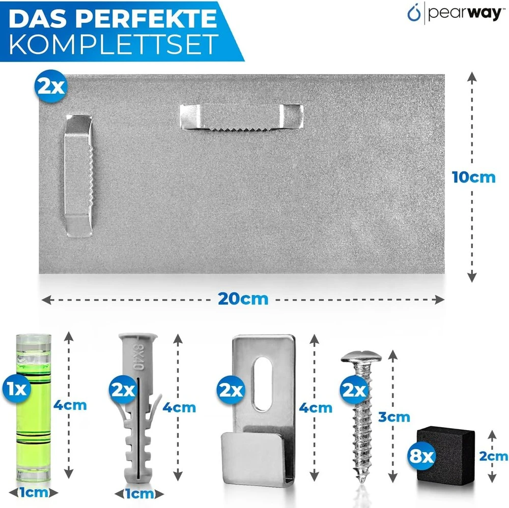 Pearway™ profesionalus veidrodžio pakabukas su priedais i maksimalus laikymas dėl 3m juostos i veidrodžio laikiklis i veidrodžio pakabukas i pakabukas akrilo stiklo paveikslams i veidrodžio tvirtinimas prie sienos i paveikslų kabliukai