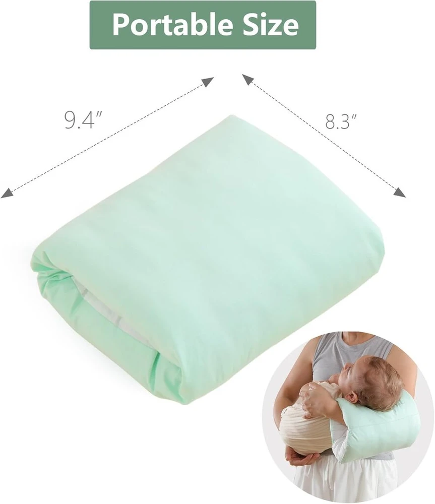 Peipeiwu neperšlampama maitinimo pagalvė, mini maitinimo pagalvė, maitinimo pagalvė ant rankos, maža maitinimo pagalvė kelionėms, maitinimo mova kelioninė maitinimo pagalvė natūralios vientisos spalvos (žalia)