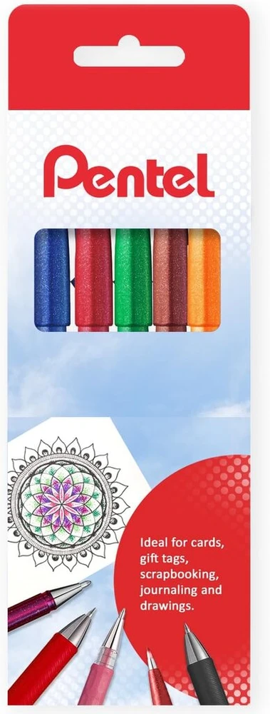 Pentel Sign Pen Ses15c - teptuko galiukas - pluošto galiukas - juoda, mėlyna, raudona, žalia, ruda, oranžinė, 6 vnt. dovanų dėžutėje