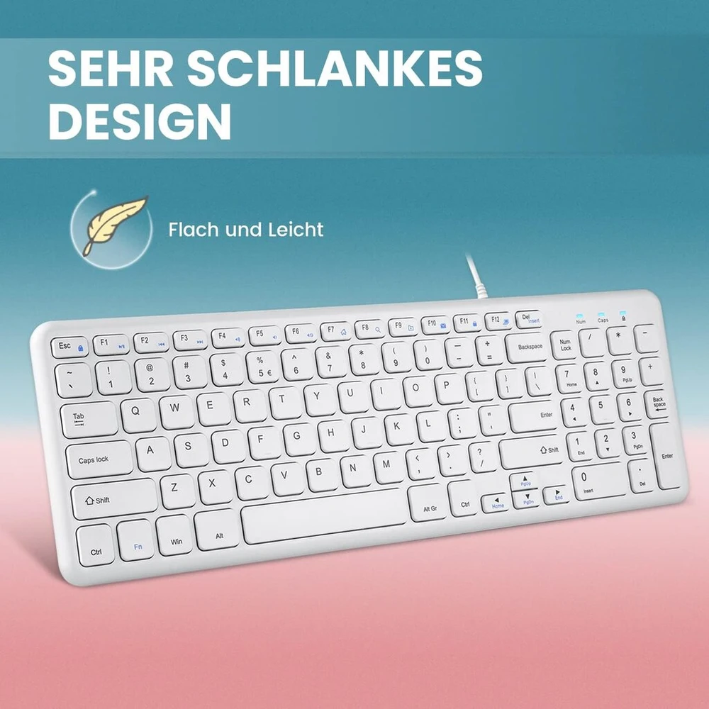 Perixx Periboard-213w Usb klaviatūra su skaičių bloku, balta