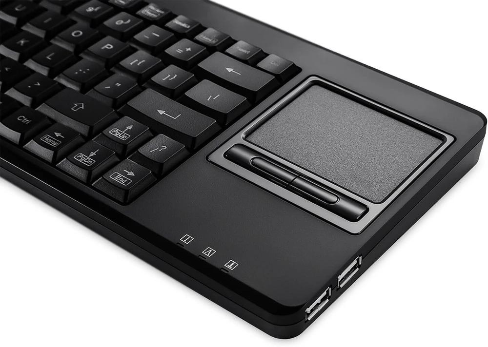 Perixx Periboard-515 H Plus klaviatūra su jutikliniu kilimėliu (qwerty Us išdėstymas), laidinis Usb jungtis su 2 x Usb šakotuvais, tinka profesionaliam ar pramoniniam naudojimui