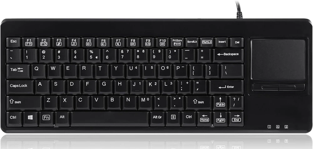 Perixx Periboard-515 H Plus klaviatūra su jutikliniu kilimėliu (qwerty Us išdėstymas), laidinis Usb jungtis su 2 x Usb šakotuvais, tinka profesionaliam ar pramoniniam naudojimui