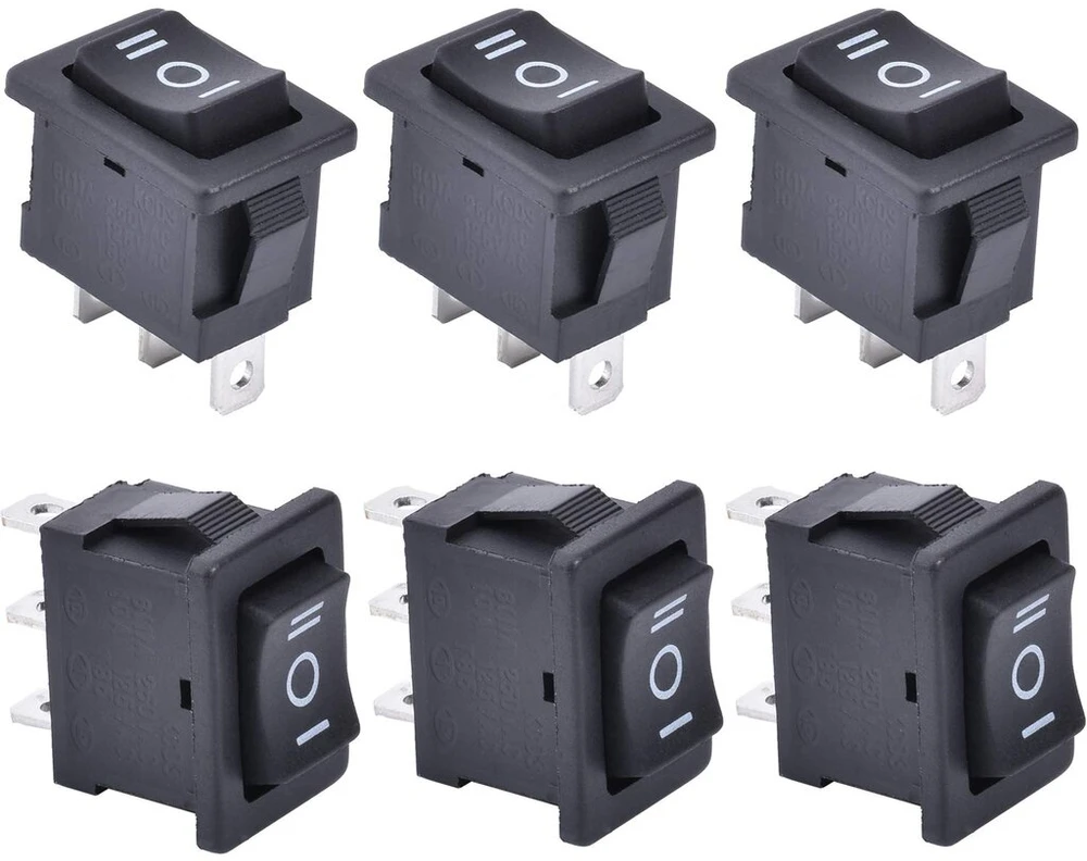 Perjungimo jungiklis Kcd1-2-103, 3 padėtys On-off-on, 250v 6a