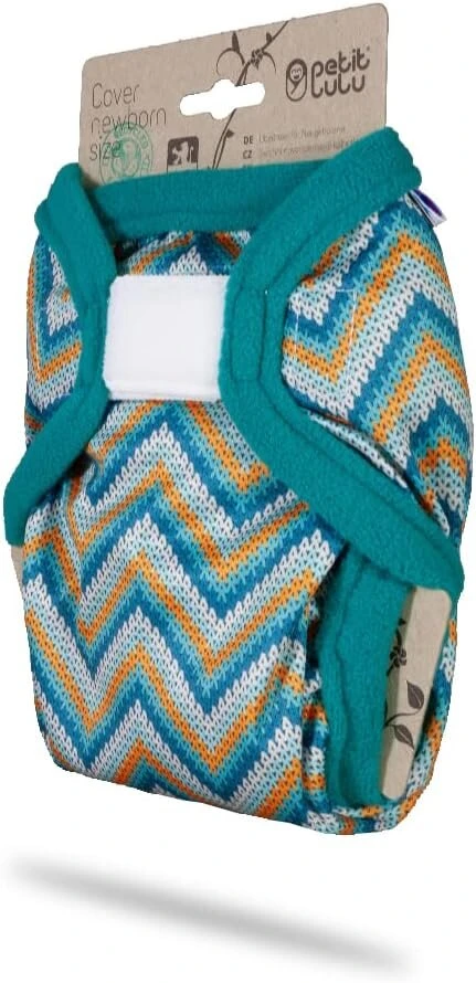 Petit Lulu Pul kelnaitės (2–6kg) su velcro užsegimu naujagimiams, daugkartinės kelnaitės, medžiaginės sauskelnės naujagimiams, pagaminta Es (megztas ševronas)