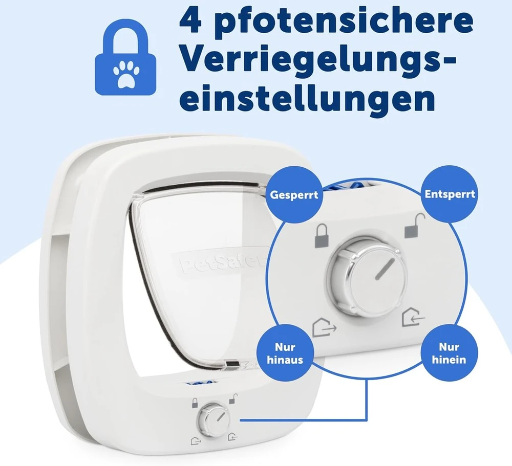 Petsafe didelės katės durelės - vidaus ir išorės durelių atvartas katėms ir mažiems šunims - stūmimo ir sukimo 4 krypčių užraktas saugumui - švelniai užsidarantis atvartas saugumui