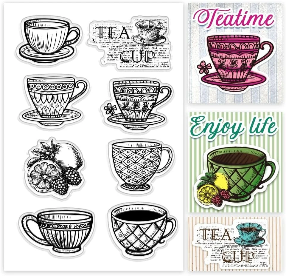 Ph pandahall arbatos puodelių skaidrus silikoninis antspaudas kavos puodeliams, skaidrus antspaudas žurnalams, scrapbooking'ui, nuotraukų albumams, šventinėms kortelėms, dovanų etiketėms, "pasidaryk pats" amatams